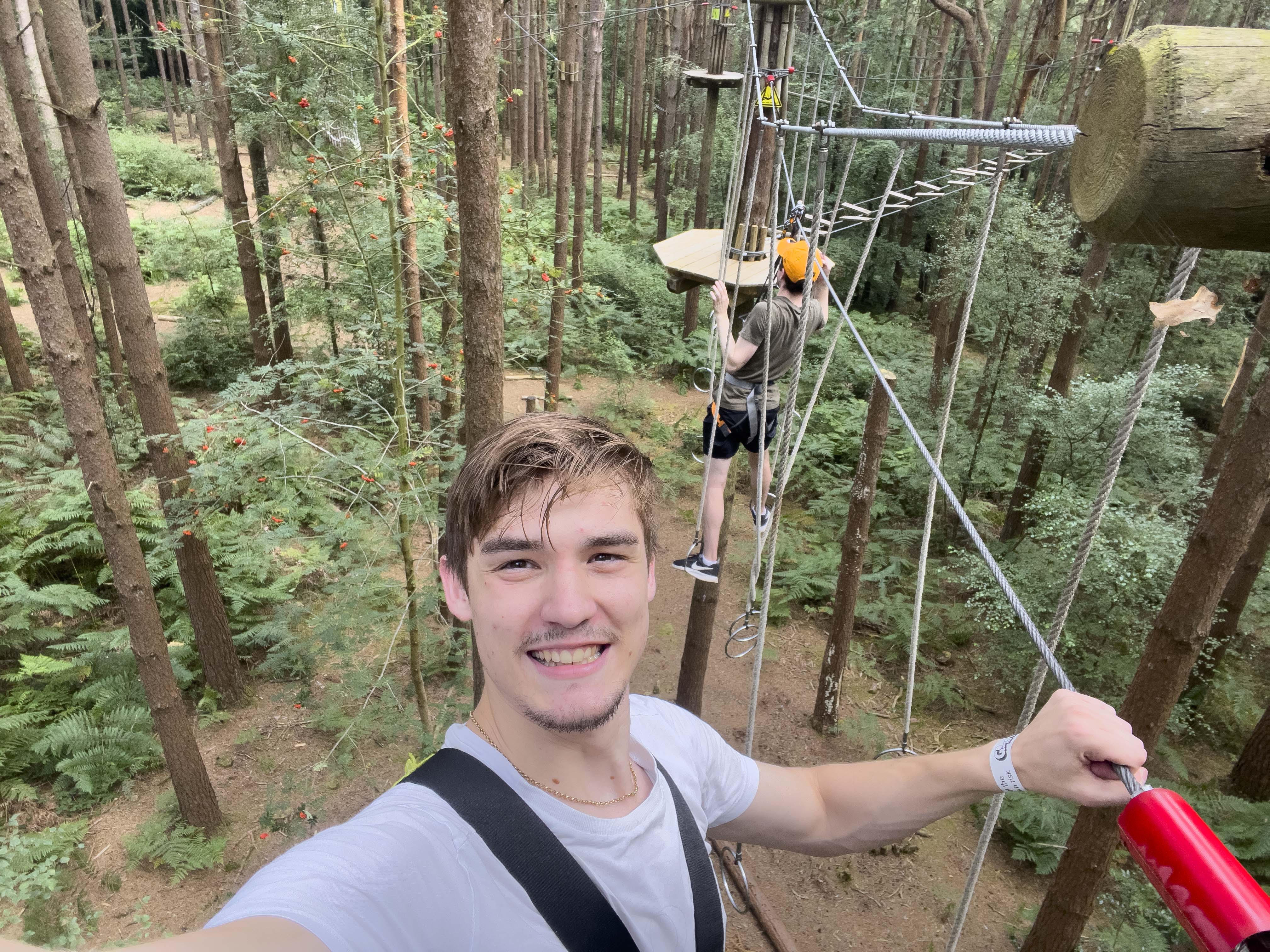 Ryan taking a selfie with Joseph, who is struggling on the ring walk